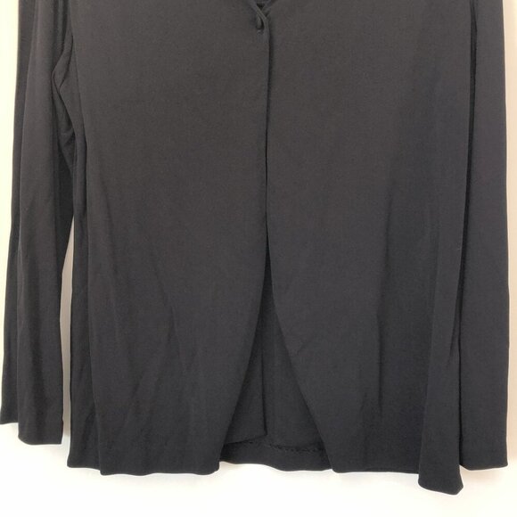 Eileen Fisher Black Open Front Cardigan Size L 100% Rayon Lightweight - Picture 3 of 4